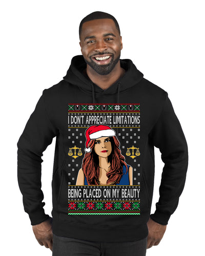 Don't Appreciate Limitations Being Placed Donna TV Show Parody Ugly Christmas Sweater Premium Graphic Hoodie Sweatshirt
