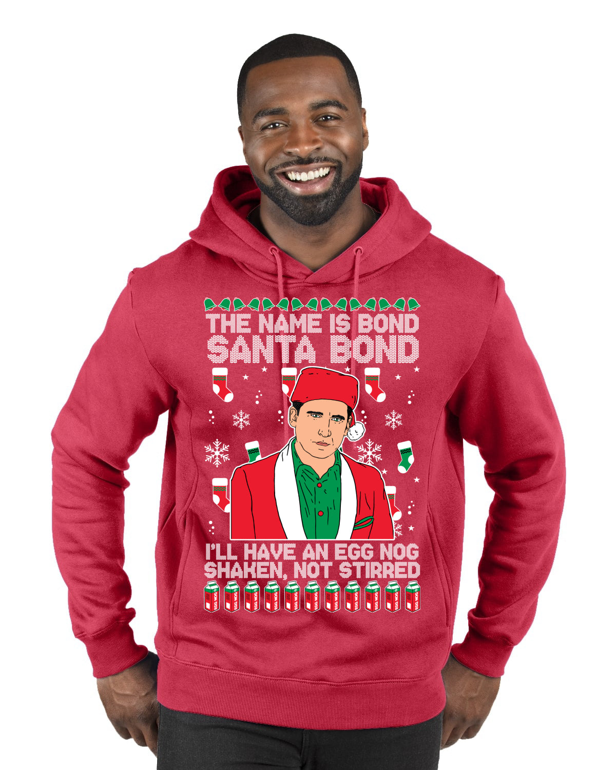 Michael Scott The Name is Bond Santa Bond Ugly Christmas Sweater Premium Graphic Hoodie Sweatshirt