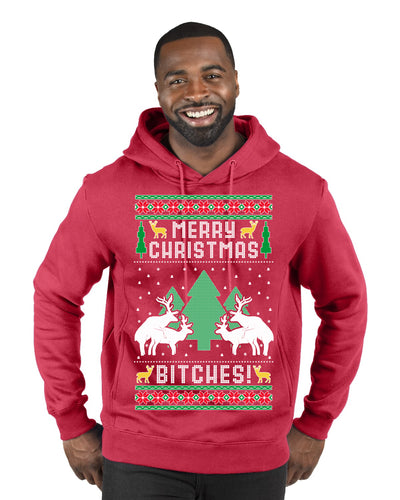 Merry Christmas Bitches Ugly Christmas Sweater Premium Graphic Hoodie Sweatshirt
