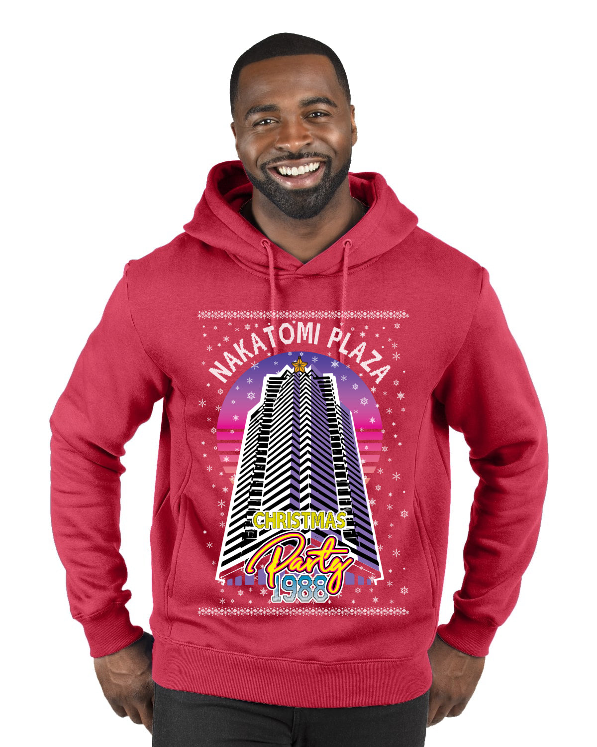 Retro Nakatomi Plaza 1988 Holiday Party Ugly Christmas Sweater Premium Graphic Hoodie Sweatshirt