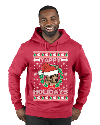 Yappy Holidays  Merry Ugly Christmas Sweater Premium Graphic Hoodie Sweatshirt