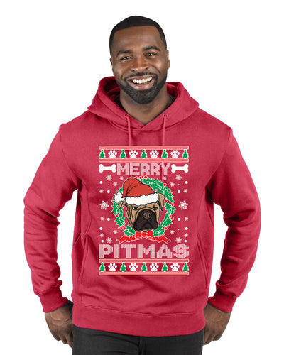 Merry Pitmas  Merry Ugly Christmas Sweater Premium Graphic Hoodie Sweatshirt