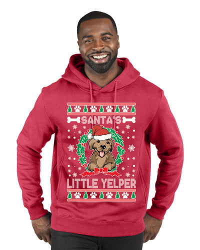 Santa's Little Yelper  Merry Ugly Christmas Sweater Premium Graphic Hoodie Sweatshirt