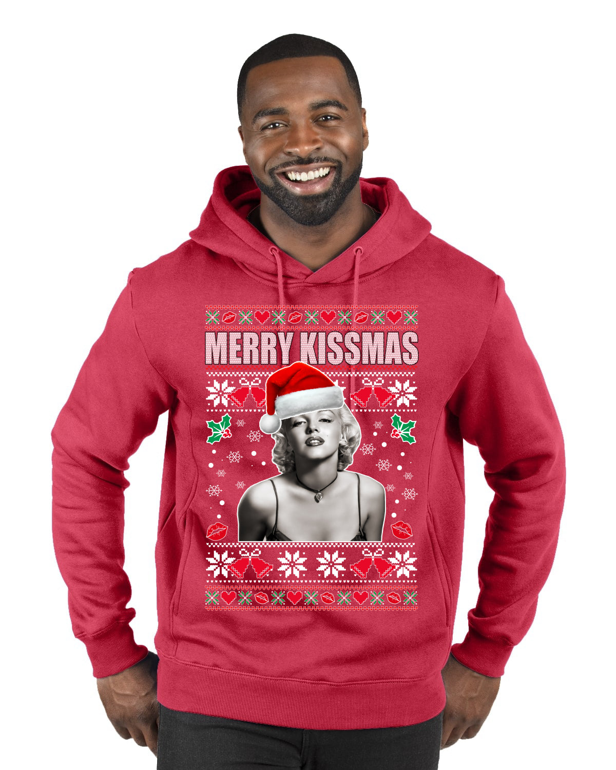 Merry Kissmas  Merry Ugly Christmas Sweater Premium Graphic Hoodie Sweatshirt