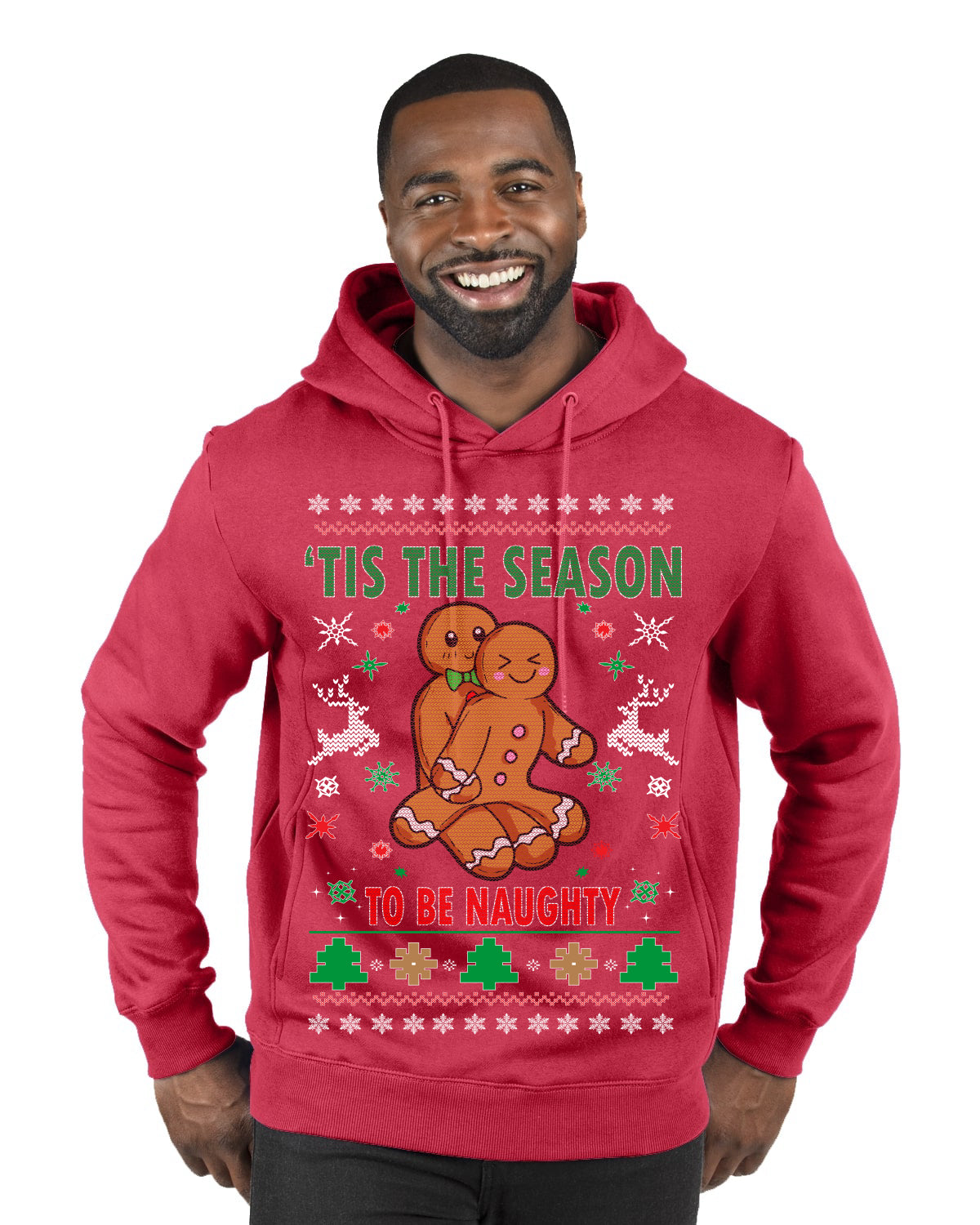 Tis' The Season To Be Naughty  Merry Ugly Christmas Sweater Premium Graphic Hoodie Sweatshirt