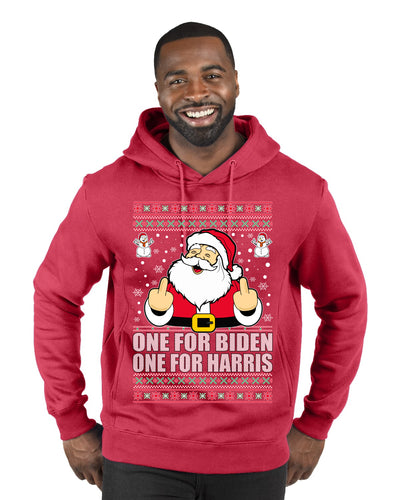 One For Biden One For Harris Santa Merry Ugly Christmas Sweater Premium Graphic Hoodie Sweatshirt