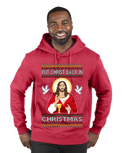 Put Christ Back In Christmas Ugly Christmas Sweater Premium Graphic Hoodie Sweatshirt