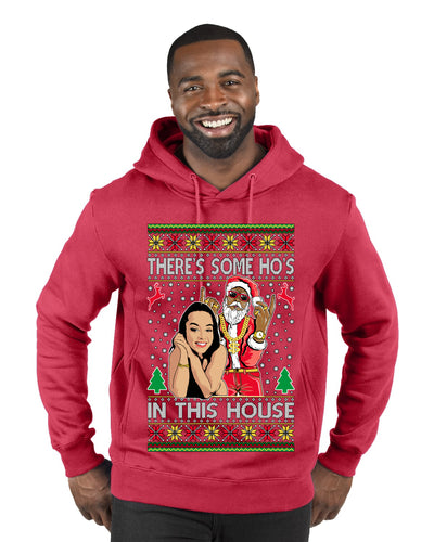 Santa the Plug Hos In This House  Ugly Christmas Sweater Premium Graphic Hoodie Sweatshirt