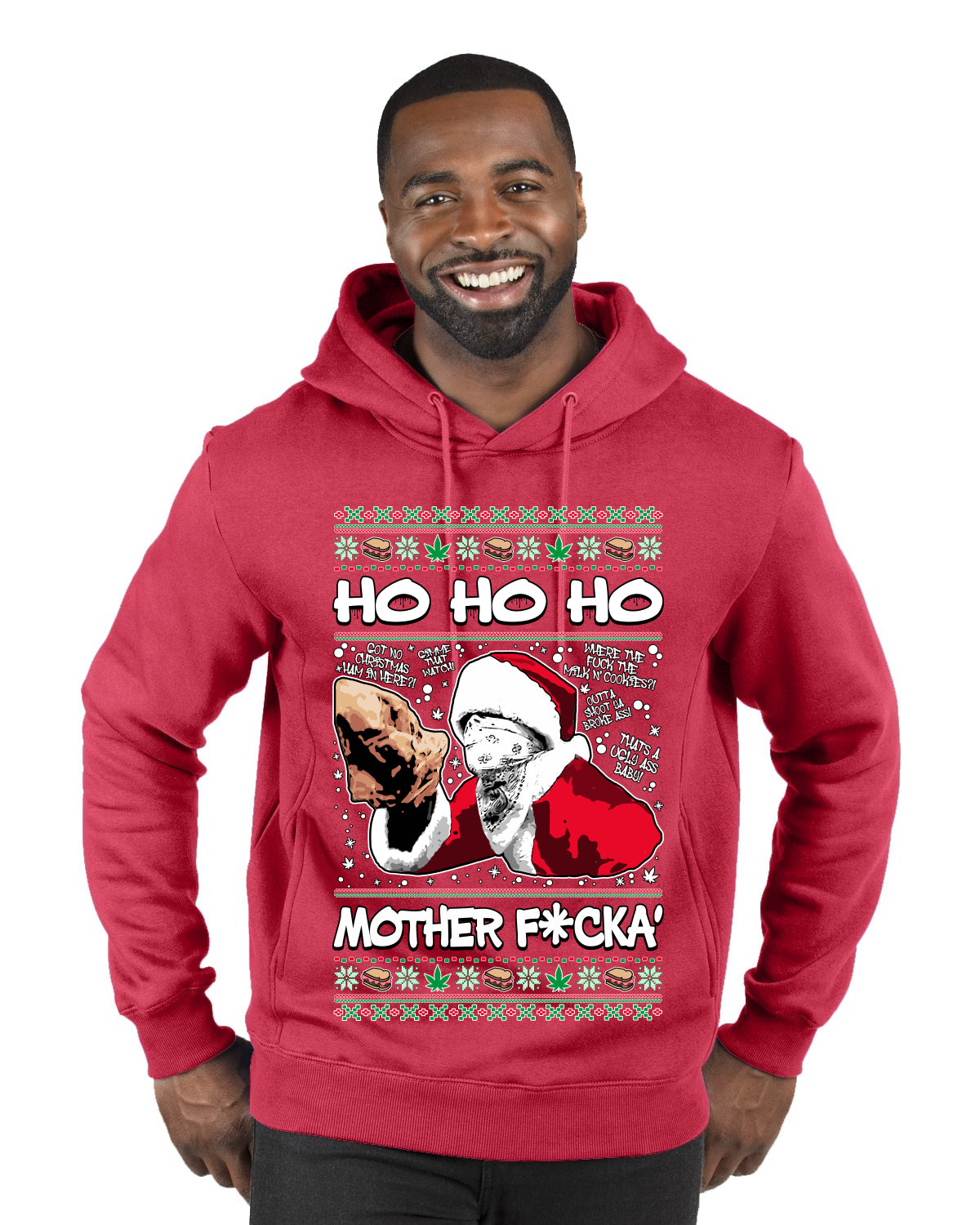 Friday Hood Santa  Ugly Christmas Sweater Premium Graphic Hoodie Sweatshirt