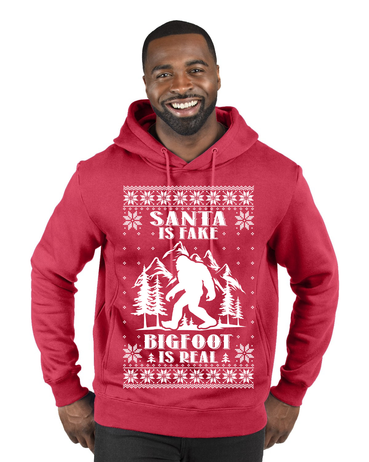 Santa Is Fake Bigfoot Is Real Ugly Christmas Sweater Premium Graphic Hoodie Sweatshirt