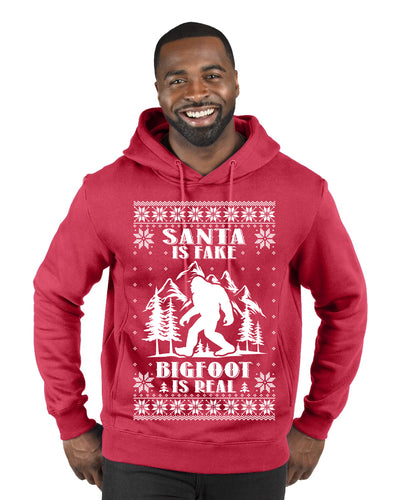 Santa Is Fake Bigfoot Is Real Ugly Christmas Sweater Premium Graphic Hoodie Sweatshirt