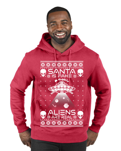 Santa Is Fake Aliens Are Real Ugly Christmas Sweater Premium Graphic Hoodie Sweatshirt