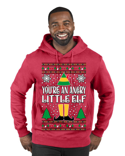 You're An Angry Little Elf Christmas Movie Quote  Ugly Christmas Sweater Premium Graphic Hoodie Sweatshirt