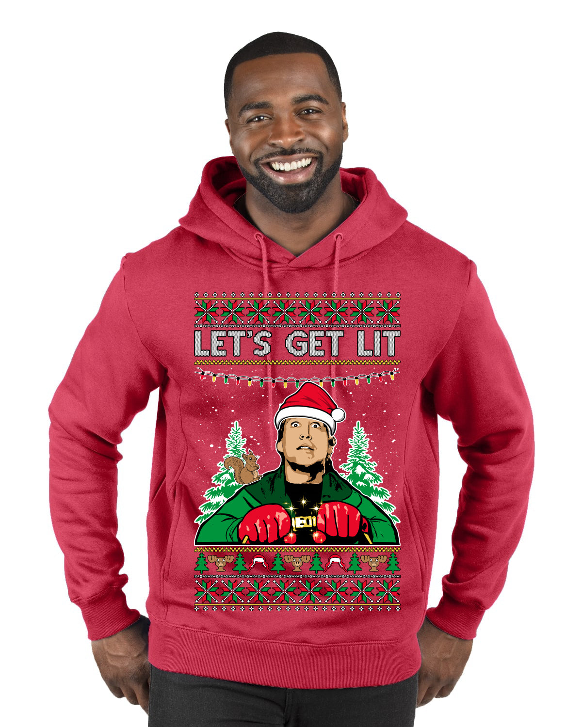 Let's Get Lit Clark Vacation Ugly Christmas Sweater Premium Graphic Hoodie Sweatshirt