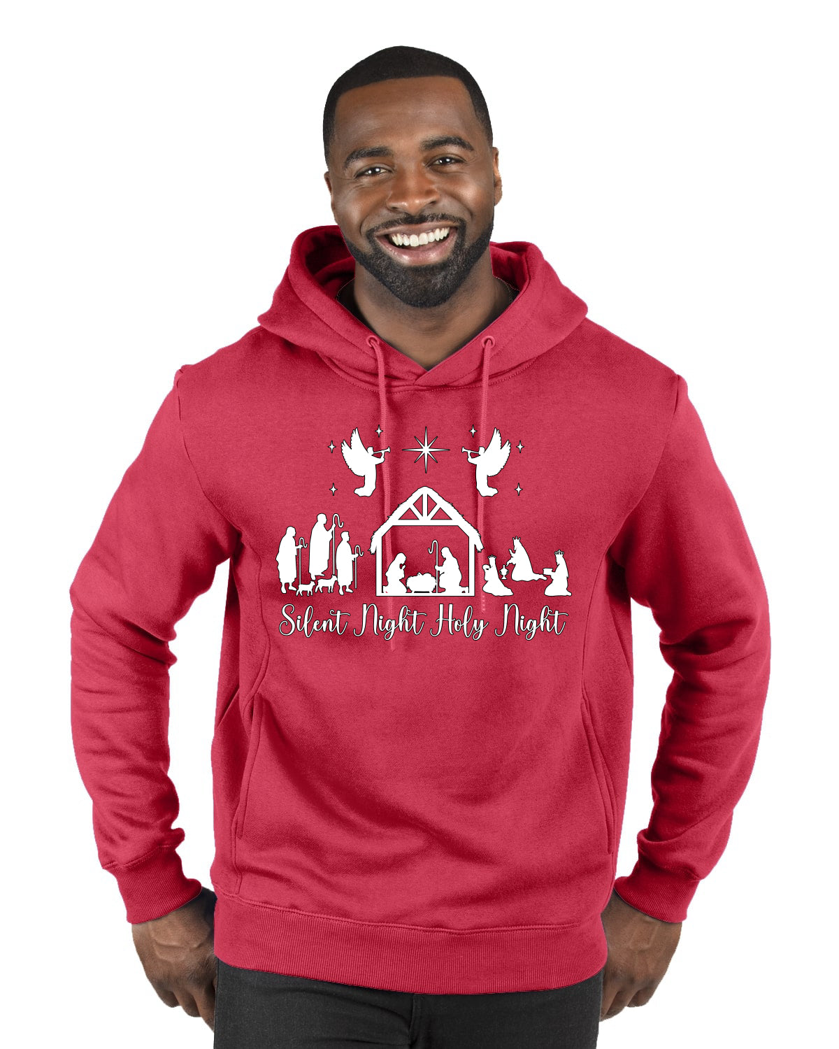 Silent Night Holy Night Religious Jesus Christmas Premium Graphic Hoodie Sweatshirt