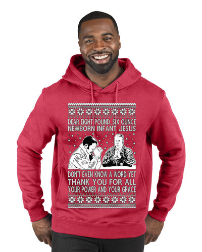 8 Pound 6 Ounce Baby Jesus Shake and Bake  Ugly Christmas Sweater Premium Graphic Hoodie Sweatshirt
