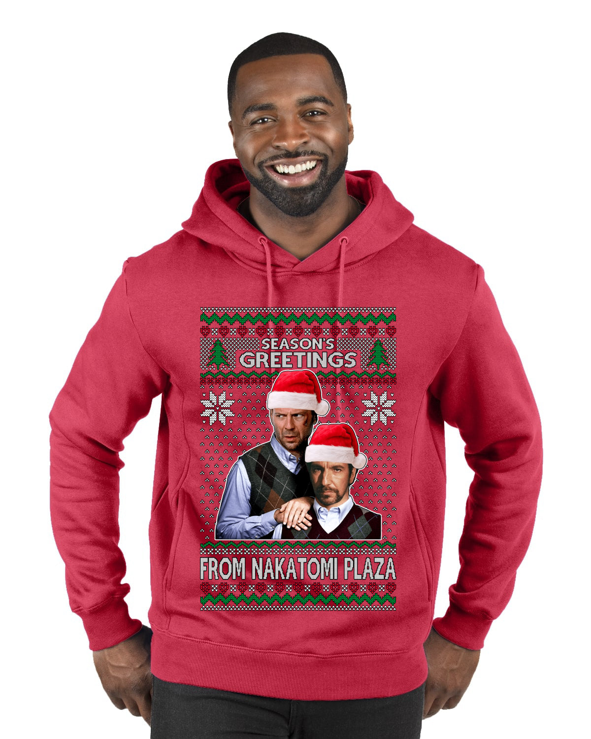 Season's Greeting From Nakatomi Plaza Ugly Christmas Sweater Premium Graphic Hoodie Sweatshirt