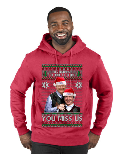 Beginning To Look Like You Miss Us Trump Carlson 24 Ugly Christmas Sweater Premium Graphic Hoodie Sweatshirt