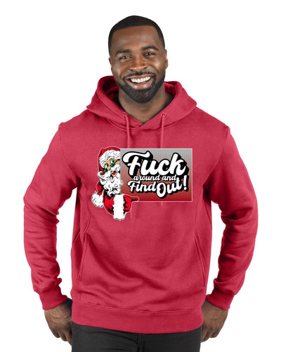 F Around And Find Out Santa Sign Ugly Christmas Sweater Premium Graphic Hoodie Sweatshirt