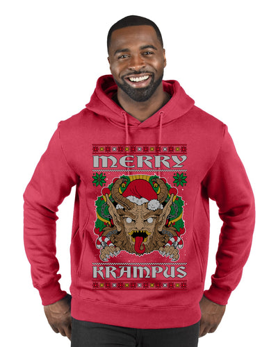 Merry Krampus Santa Folklore Figure Horror Ugly Christmas Sweater Premium Graphic Hoodie Sweatshirt