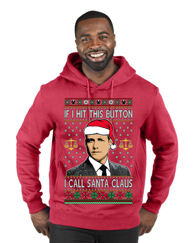 Harvey Hit This Button I Call Santa Specter TV Show Parody Ugly Christmas Sweater Premium Graphic Hoodie Sweatshirt
