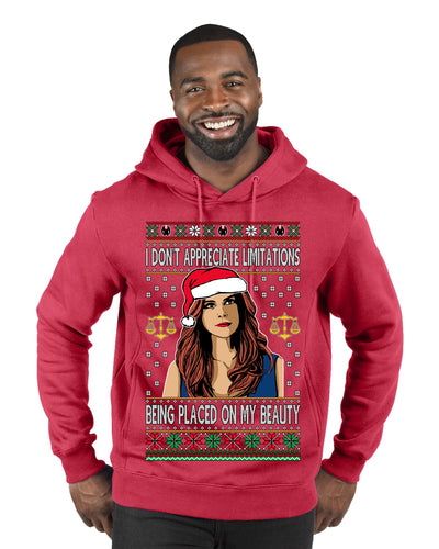 Don't Appreciate Limitations Being Placed Donna TV Show Parody Ugly Christmas Sweater Premium Graphic Hoodie Sweatshirt