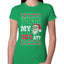 Where my Hos At Santa Funny Ugly Christmas Sweater Womens Slim Fit Junior Tee
