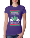 Merry Christmas Bitches Ugly Christmas Sweater Womens Slim Fit Junior Tee