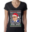 Santas Coming That's What She Said Michael Scott Ugly Christmas Sweater Womens Junior Fit V-Neck Tee