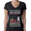 Merry Christmas Shitter's Full Christmas Vacation Ugly Christmas Sweater Womens Junior Fit V-Neck Tee