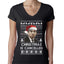 Christmas Is Cancelled Michael Scott Office Ugly Christmas Sweater Womens Junior Fit V-Neck Tee