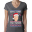 Biden Is Coming To Town Ugly Christmas Sweater Womens Junior Fit V-Neck Tee