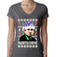 Santa Mike Michael Scott The Office Ugly Christmas Sweater Womens Junior Fit V-Neck Tee