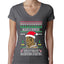 Lisp Believe In Thomthin Thacrifithing Everythin Ugly Christmas Sweater Womens Junior Fit V-Neck Tee