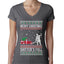 Merry Christmas Shitter's Full Christmas Vacation Ugly Christmas Sweater Womens Junior Fit V-Neck Tee