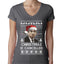 Christmas Is Cancelled Michael Scott Office Ugly Christmas Sweater Womens Junior Fit V-Neck Tee