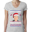 Biden Is Coming To Town Ugly Christmas Sweater Womens Junior Fit V-Neck Tee