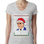 Santas Coming That's What She Said Michael Scott Ugly Christmas Sweater Womens Junior Fit V-Neck Tee