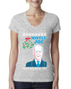 Mistle Joe Shut Up And Kiss Me Man Biden Ugly Christmas Sweater Womens Junior Fit V-Neck Tee