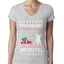 Merry Christmas Shitter's Full Christmas Vacation Ugly Christmas Sweater Womens Junior Fit V-Neck Tee