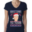 Biden Is Coming To Town Ugly Christmas Sweater Womens Junior Fit V-Neck Tee
