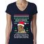 Lisp Believe In Thomthin Thacrifithing Everythin Ugly Christmas Sweater Womens Junior Fit V-Neck Tee