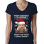 Merry Christmas to Everyone Except Carole Baskin Ugly Christmas Sweater Womens Junior Fit V-Neck Tee