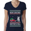 Merry Christmas Shitter's Full Christmas Vacation Ugly Christmas Sweater Womens Junior Fit V-Neck Tee