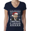 Christmas Is Cancelled Michael Scott Office Ugly Christmas Sweater Womens Junior Fit V-Neck Tee
