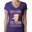Biden Is Coming To Town Ugly Christmas Sweater Womens Junior Fit V-Neck Tee