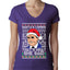 Santas Coming That's What She Said Michael Scott Ugly Christmas Sweater Womens Junior Fit V-Neck Tee