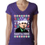 Santa Mike Michael Scott The Office Ugly Christmas Sweater Womens Junior Fit V-Neck Tee