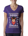 Impish or Admirable Dwight Schrute Ugly Christmas Sweater Womens Junior Fit V-Neck Tee
