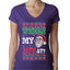 Where my Hos At Santa Funny Ugly Christmas Sweater Womens Junior Fit V-Neck Tee